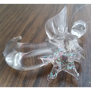 Clear Glass Angel With Star Christmas Ornamnet
